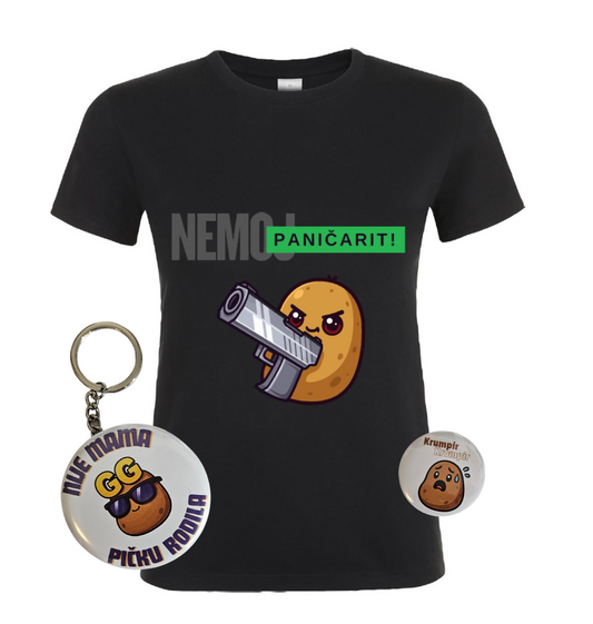 BUNDLE: Majica + privjesak + bedž
